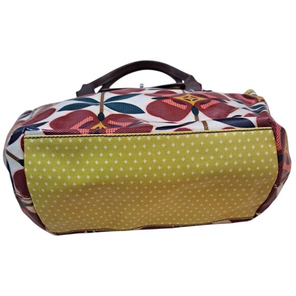 Fossil Key Tote Bag Purse Coated Canvas Red Floral Print Boho Y2K Retro Vintage - Picture 6 of 10